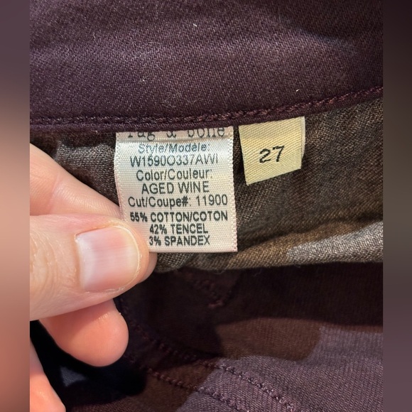 rag & bone THE DRE Jeans Sz 27 in AGED‎ WINE - Picture 8 of 8